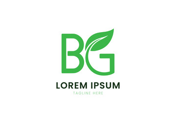 Minimalist green bg logo with leaf detail perfect for eco brands and nature companies