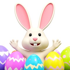 Obraz premium Easter Bunny surrounded by eggs