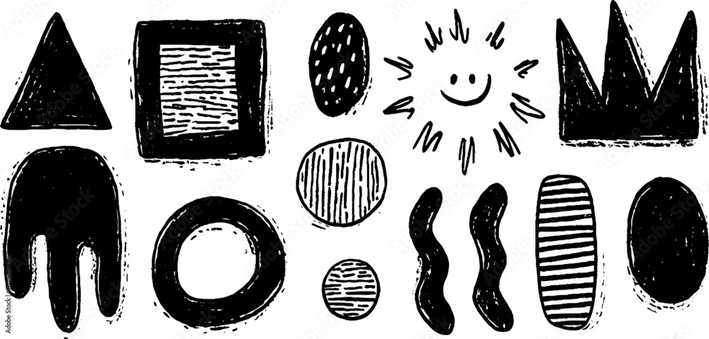 Aufkleber quirky set of blob forms with melted and wobbly square shapes for creative design