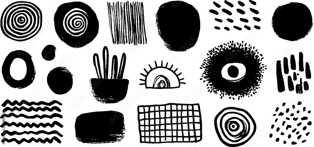 Aufkleber abstract scribble collection with random loops and jagged strokes for creative design