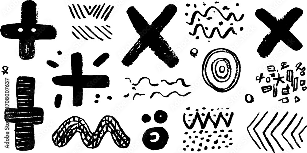 Aufkleber abstract scribble chaos with random loops and sharp zigzags - perfect for artistic design
