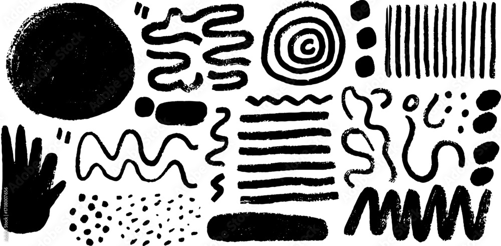 Poster abstract scribble borders and shapes collection for creative design