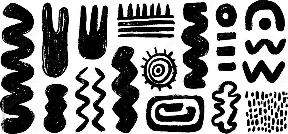 Poster abstract scribble chaos with random loops and sharp zigzags for creative designs