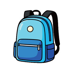 A bright blue backpack with a minimalist design, a versatile illustration for back-to-school, travel, and lifestyle concepts.