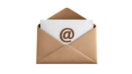 Email concept in envelope isolated on transparent background