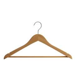 Wooden Clothes Hanger Simple Elegant Design for Clothing Storage on transparent background