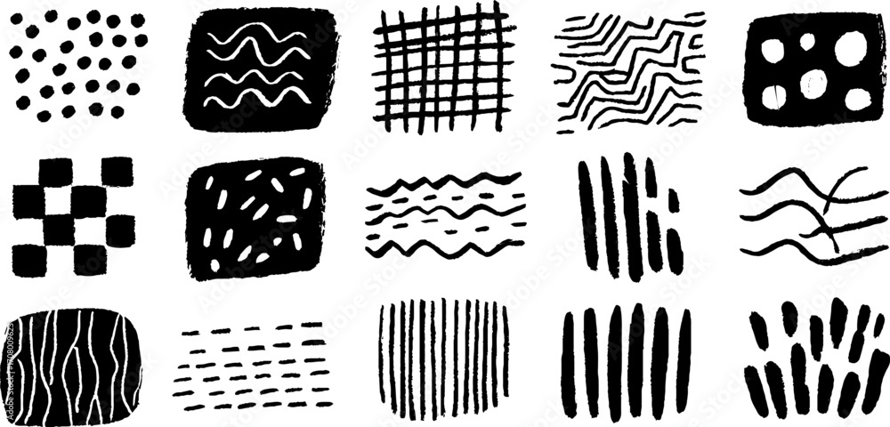 Aufkleber abstract texture grids set with dotted matrix and spiral net patterns