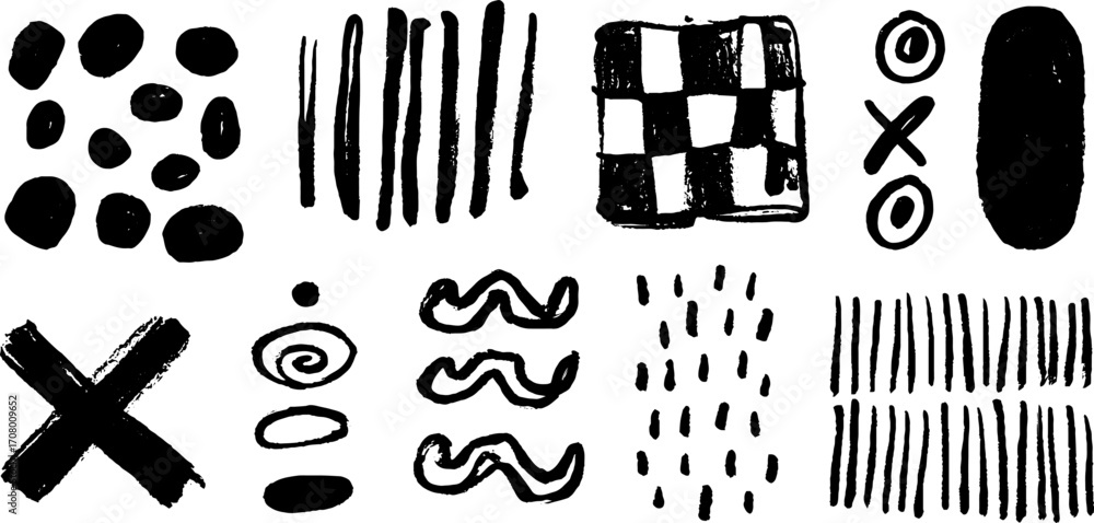 Poster abstract set of dotted and spiral grid patterns for artistic design