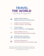 Minimalist pastel-themed travel quote poster featuring motivational text and soft colors, designed as a clean background for social media, prints, or wall decor.