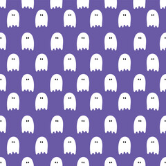 Halloween background with funny ghosts. Seamless pattern. Vector illustration