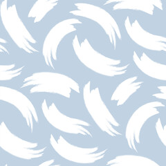 White Brush Stroke Seamless Pattern Vector on Blue Background