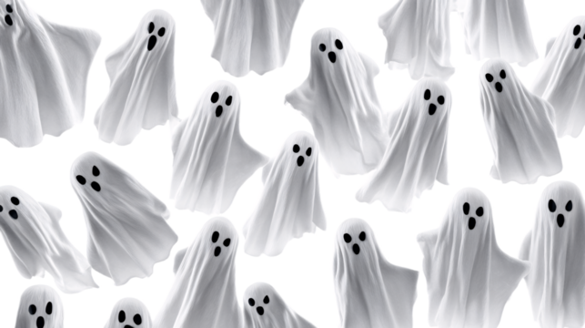 Ghostly apparitions pattern isolated on transparent background