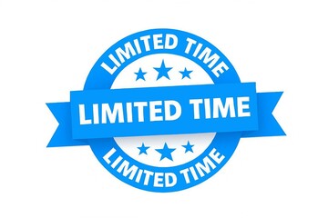 Obraz premium Bright blue limited time offer stamp with stars and ribbon for sales and promotions