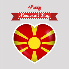 Happy Memorial Day Macedonia Flag Heart Banner
