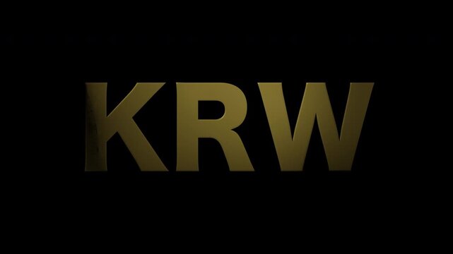Realistic golden alphabet "KRW", alpha channel