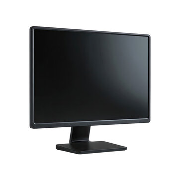 Black computer monitor, dark screen, sleek design