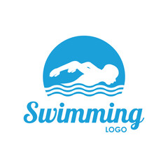 vector  logo design silhouette of swimming person with butterfly style	