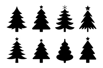 silhouette of various Christmas tree  for festive design