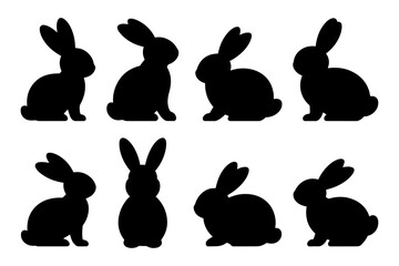 silhouette of several rabbits  animals