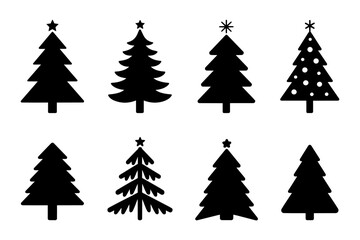 silhouette of christmas tree decorations for festive holiday
