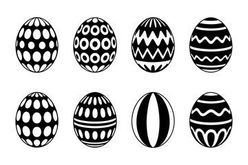 silhouette of eight decorative eggs