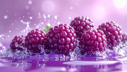 Water splash with blackberries
