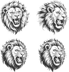 Obraz premium Lion Silhouettes in Various Poses for Wildlife and Animal Graphic Designs r