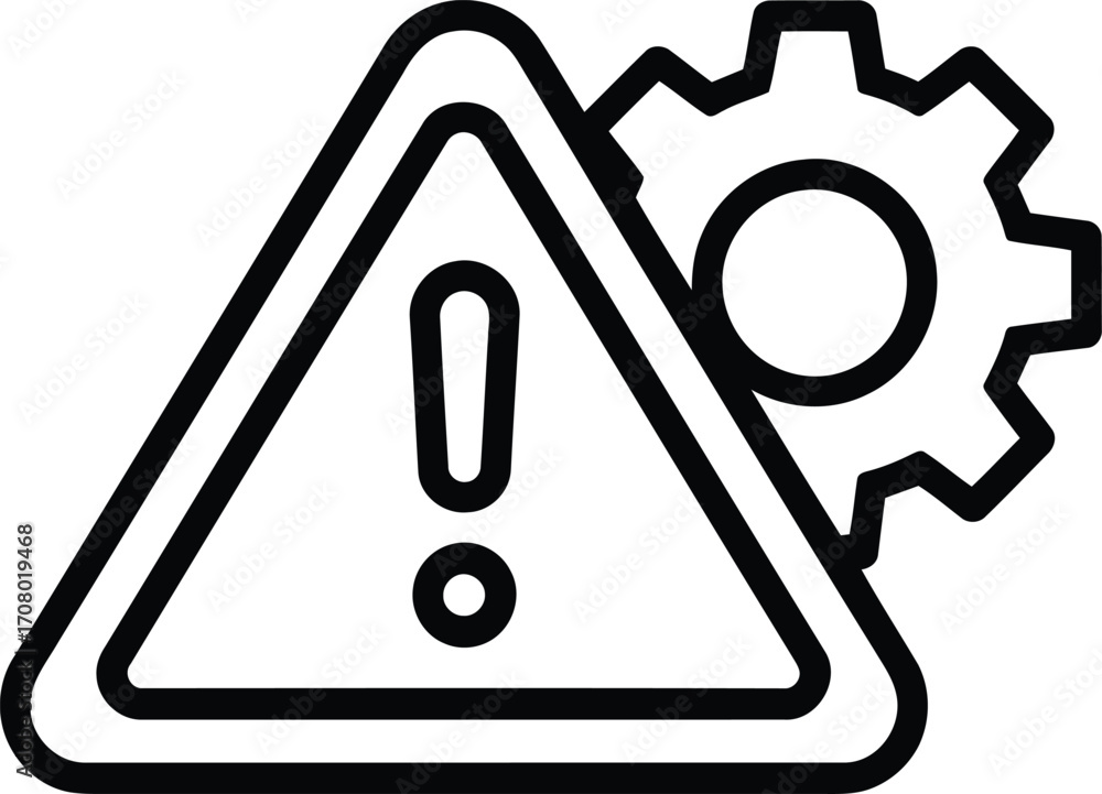 Poster caution settings configuration indicates system issues warning symbol signifying technical difficult