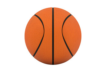 3D basketball textured orange ball with black seams, isolated on transparent background