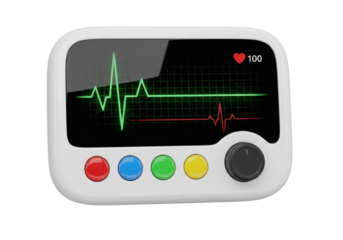 Digital Patient Monitor Showing ECG and Heartbeat on White Background