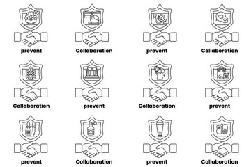 A set of handshakes with the words
