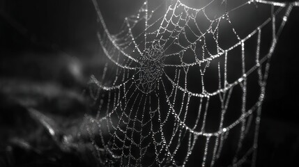 Dewdrops spiderweb night