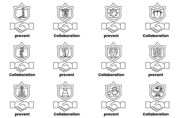 A set of handshakes with the words