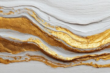 Abstract white paint with gold streaks background wallpaper. Copy space, golden luxurious artistic backdrop, contemporary art 
