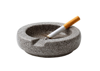 Gray stone ashtray with cigarette