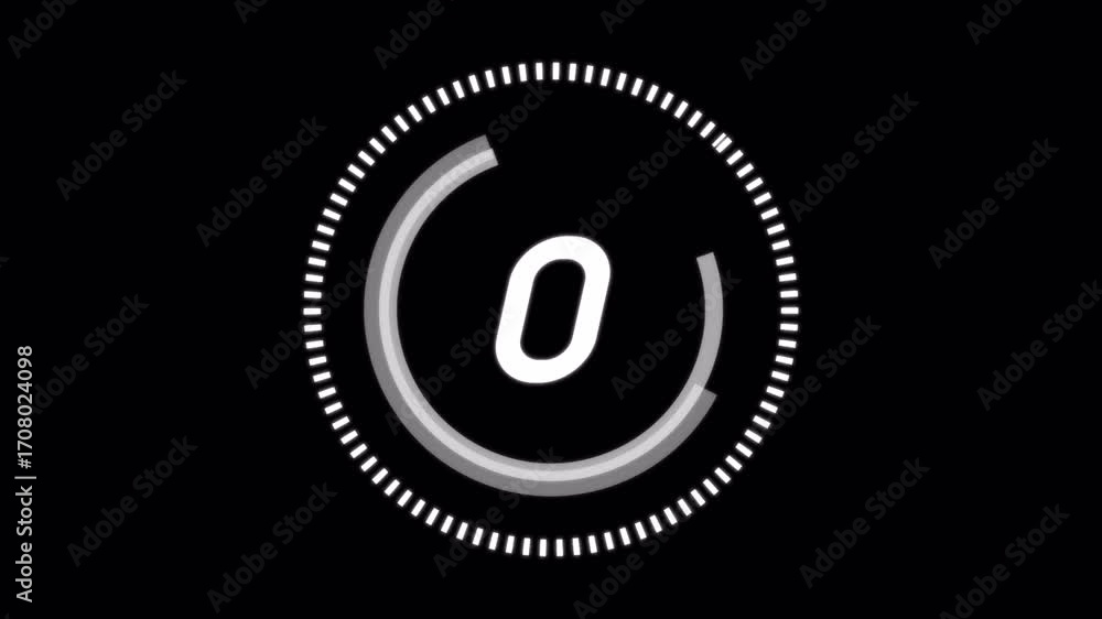 Poster futuristic digital countdown circle with glowing interface elements.