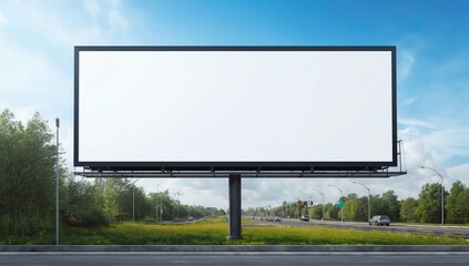 Obraz premium Advertising billboard mockup in front of modern office buildings