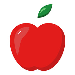 Flat Simple Style Isolated Red Apple Fruit Health Food Illustration