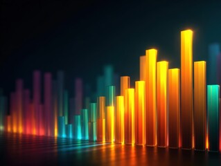 Fototapeta premium Dazzling chart in vivid colors, illuminating financial growth, abstract style