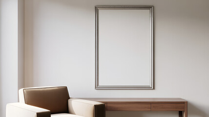 Minimalist Interior with Armchair and Blank Frame