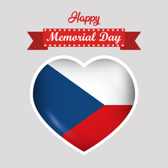 Happy Memorial Day Czech Republic Flag Heart Banner