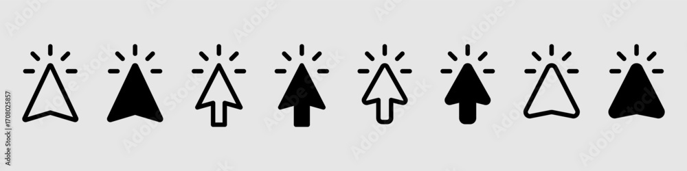Aufkleber set of hand pointer symbol in trendy flat style. computer mouse click cursor. click cursor collectio