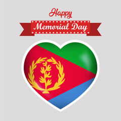 Happy Memorial Day Eritrea Flag Heart Banner
