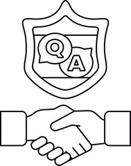 A shield with a Q and A on it