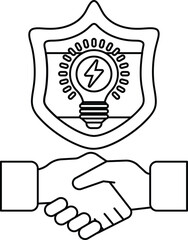 Fototapeta premium The light bulb is surrounded by a shield, which is also black and white