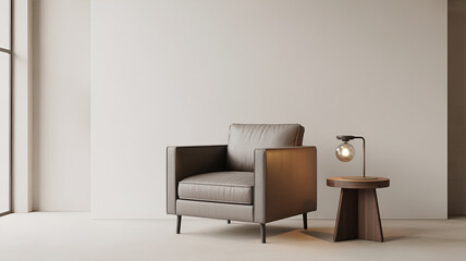 Modern Armchair and Side Table with Lamp