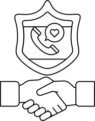 A shield with a phone and a heart on it