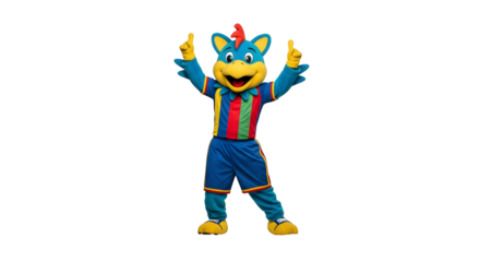 Cheerful Blue Mascot Character Giving Thumbs Up, Isolated on Transparent Background