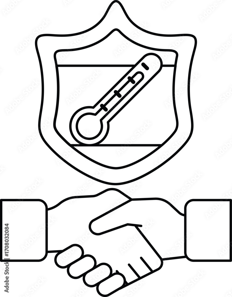 Poster a black and white image of two hands shaking with a thermometer in the middle