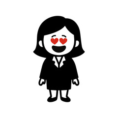 character emotion woman in business suit love vector on white background Vector icon character with emotion